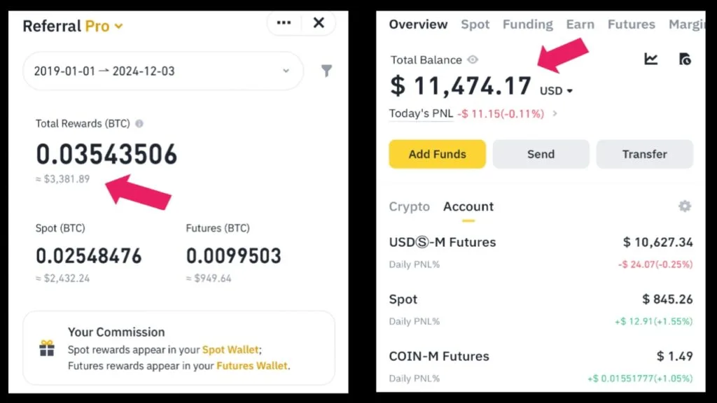 binance earning proof